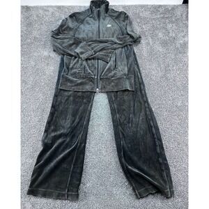 Nike Womens Black Velour‎ Tracksuit Set Jacket & Pants Size Small